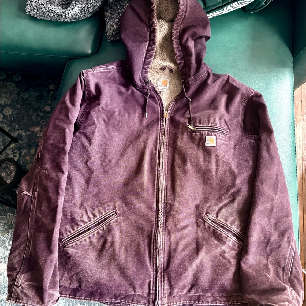Carhartt Plum Hooded Sherpa-Lined Utility Jacket